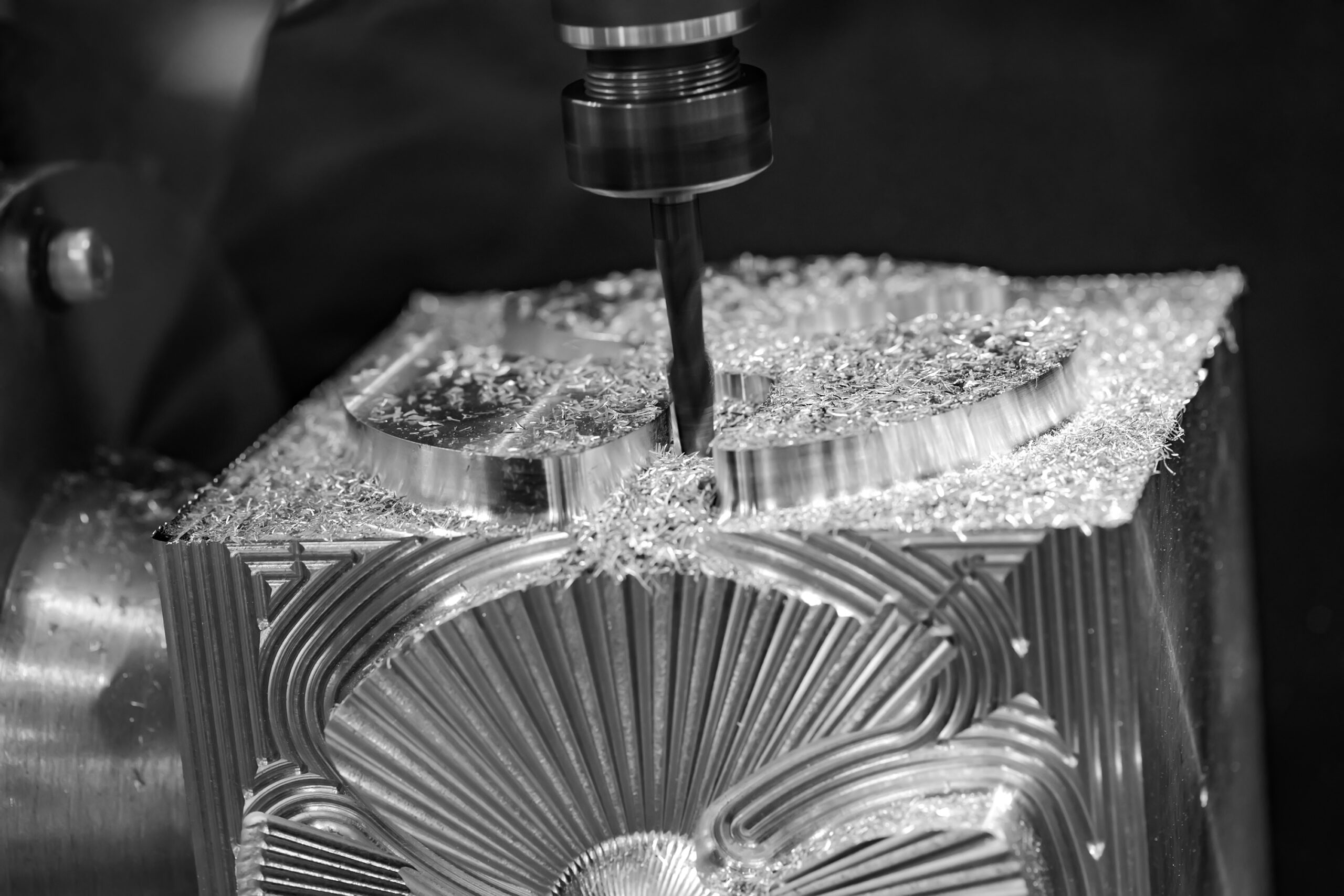 Metalworking CNC milling machine. Cutting metal modern processin