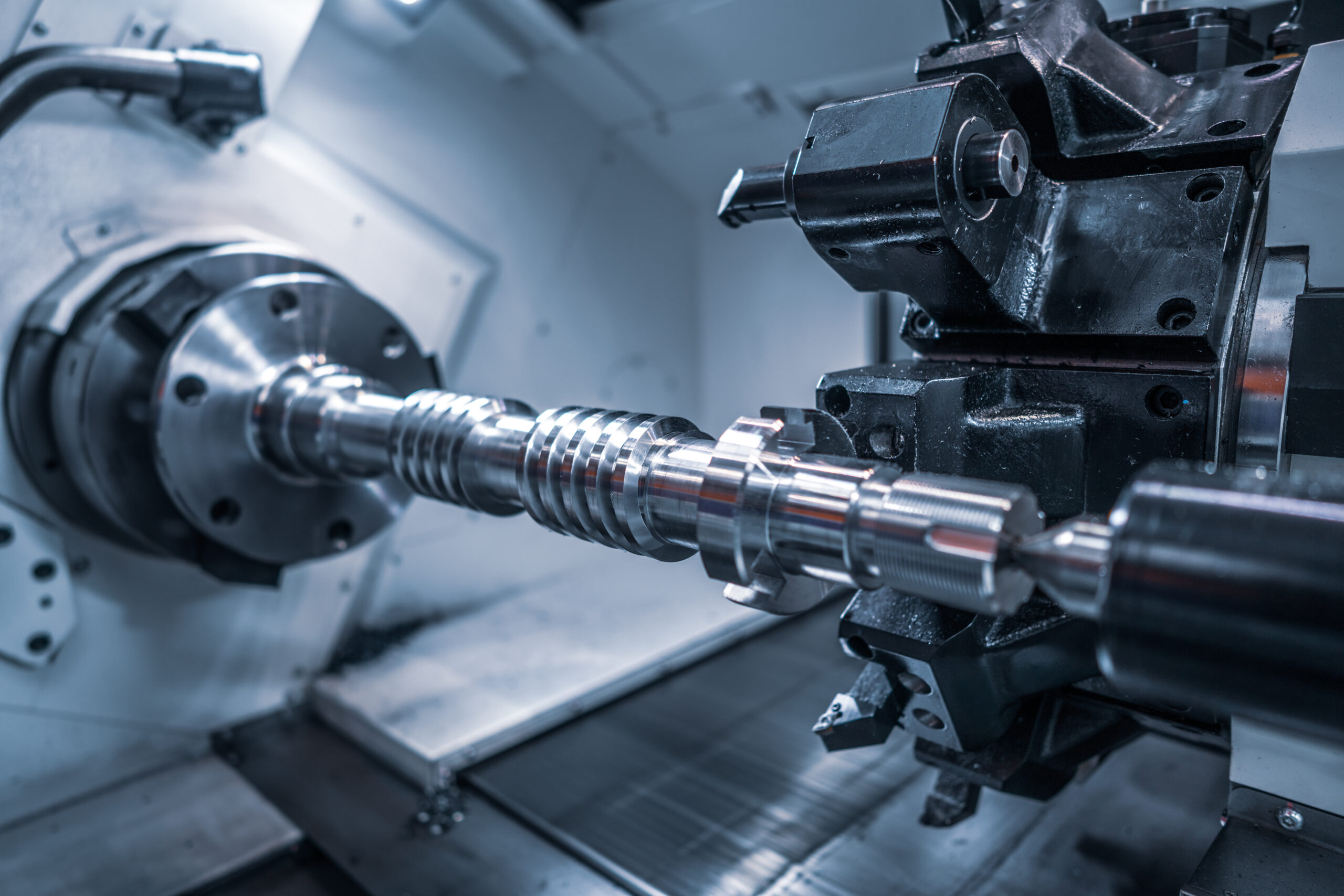 Metalworking CNC milling machine. Cutting metal modern processin